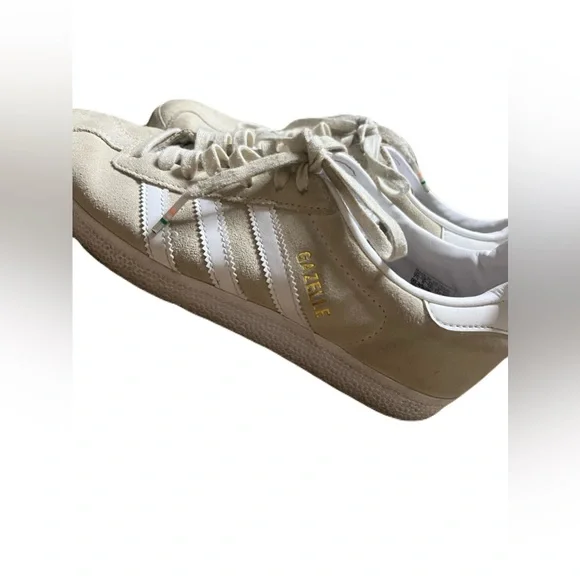 Adidas GAZELLE SUEDE AND LEATHER SNEAKERS IN NEUTRAL size 7.5 - Picture 4 of 9